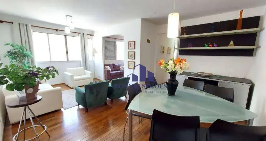 Apartamento mobiliado à venda, 96 m², moema, edifício guarajoara, 2 dormitórios, 2 salas, 3 wc, 2 vagas, andar alto próximo ao metrô e shopping