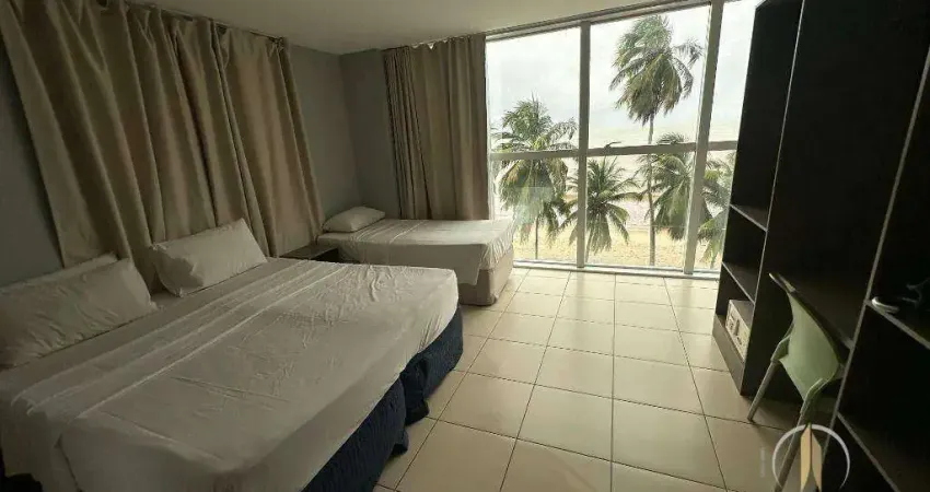 Atenção investidores! flat beira mar em cabo branco, mobiliado com 22m² muito bem distribuído e ventilado, posição nascente, vista completa mar!