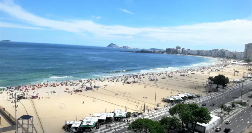 Av. atlântica (reformado) belíssima vista mar (95m²) sala 2 amb. (varanda interna) 2 qtos, suite, 03 banheiros, depensecia