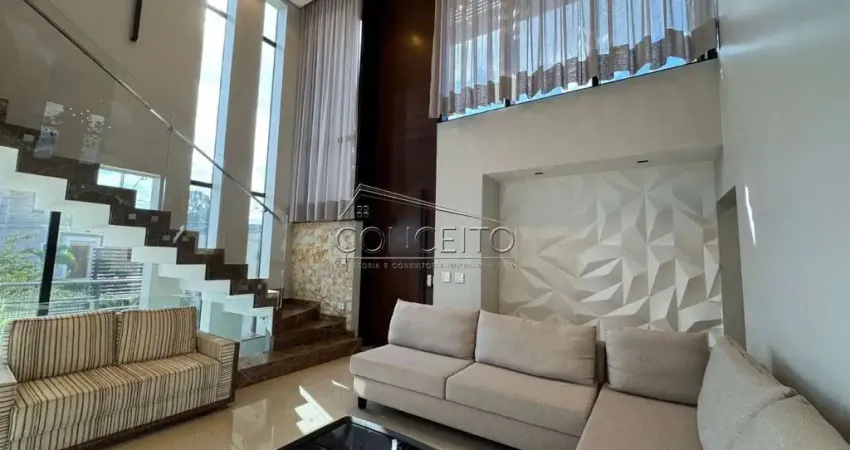 Sobrado de alto padrão à venda no Condomínio Residencial Villa D'Aquila com 377,44 m² | 5 suítes e 6 vagas de garagem, sendo 3 cobertas.