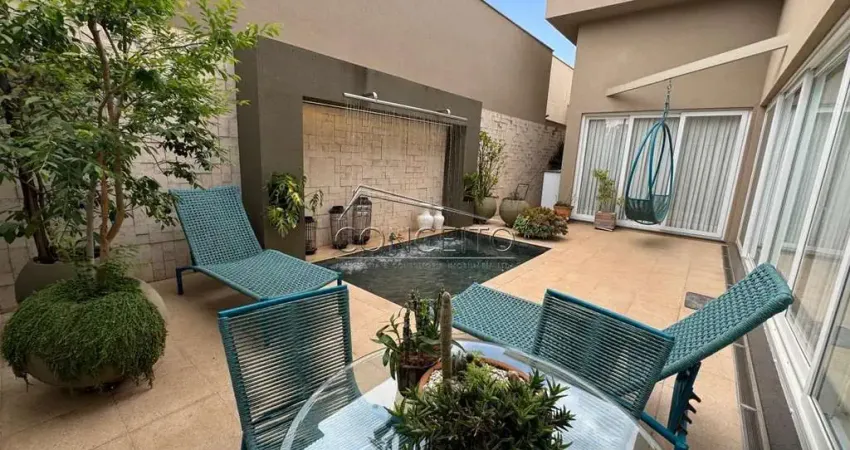 Casa térrea de alto padrão à venda de porteira fechada no condomínio Terras do Sinhô com 299m² | 3 suítes, cinema e 4 vagas de garagem.