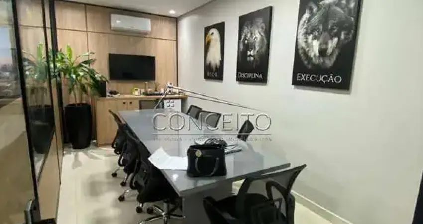 Sala comercial à venda no Edifício Mário José Ronsini com 65 m² | Copa, 2 banheiros e 2 vagas de garagem cobertas.