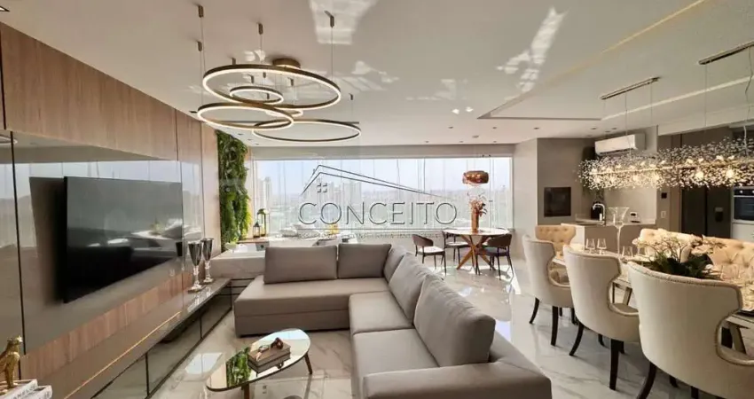 Apartamento decorado à venda no modo porteira fechada no Edifício Gran Bellagio com 150 m² | 3 suítes, varanda com spa e 3 vagas de garagem cobertas