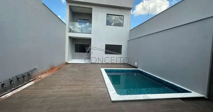 Sobrado à venda no Residencial Nova Água Branca II com 156,70 m² | 3 dormitórios, sendo 1 suíte, piscina e 2 vagas de garagem