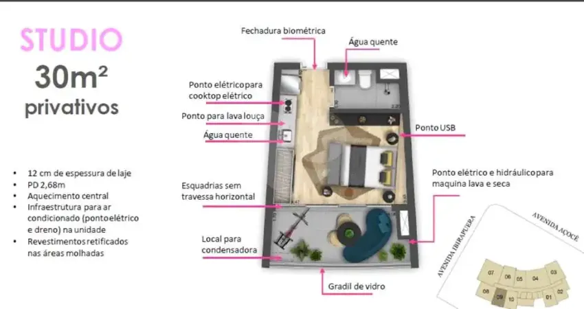 Kitnet / Stúdio à venda na Avenida Açocê, 50, Indianópolis, São Paulo