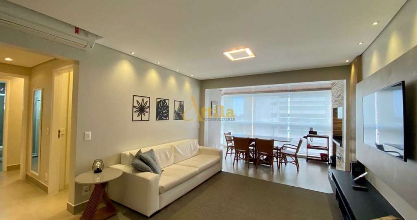 Apto alto padrão com 3 dorms., e vista parcial para o mar