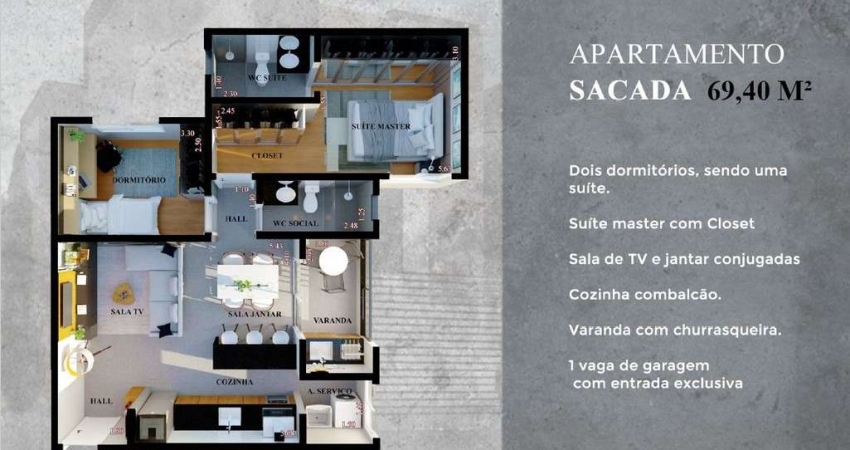 Apartamento à venda, 69 m² por R$ 460.000,00 - Doutor Paulo Prata - Barretos/SP