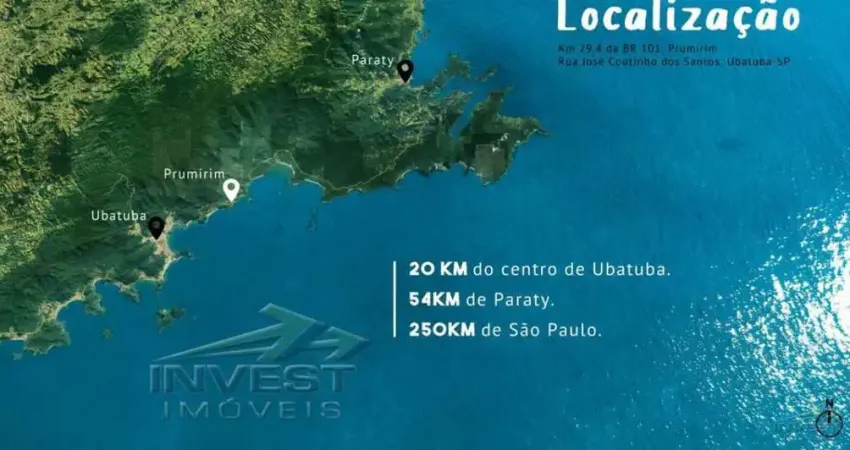 Ubatuba, Praia do Prumirim - Belo lote semi aclive, ótima localização testada de 20m e área de 750m2