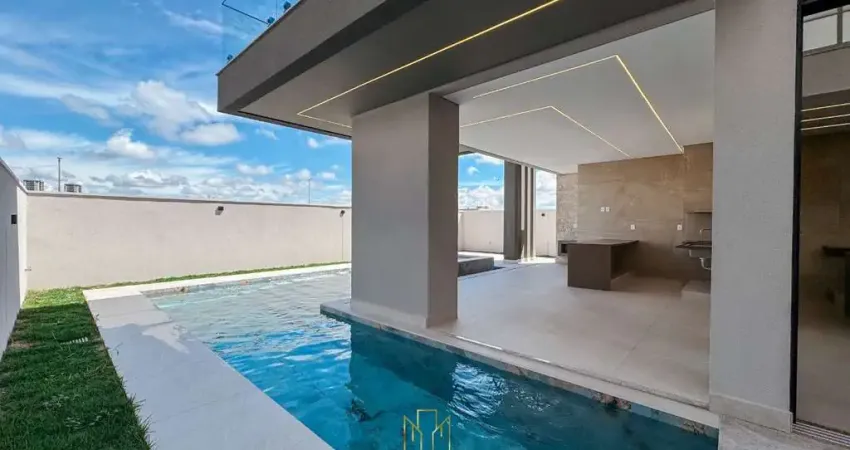 Luxuosa mansão de 4 suítes no condomínio Terras Altas, Jardim Sul, Uberlândia-MG: 335m², 6 banheiros, 5 vagas.