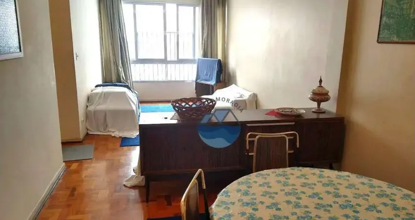 Apartamento 1 Quartos + Dependência, Vista Mar lateral - Embaré em Santos