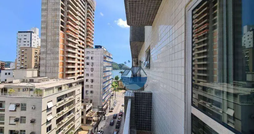 Apartamento Mobiliado para Locação,  Vista Mar, Sacada - Ponta da Praia, Santos
