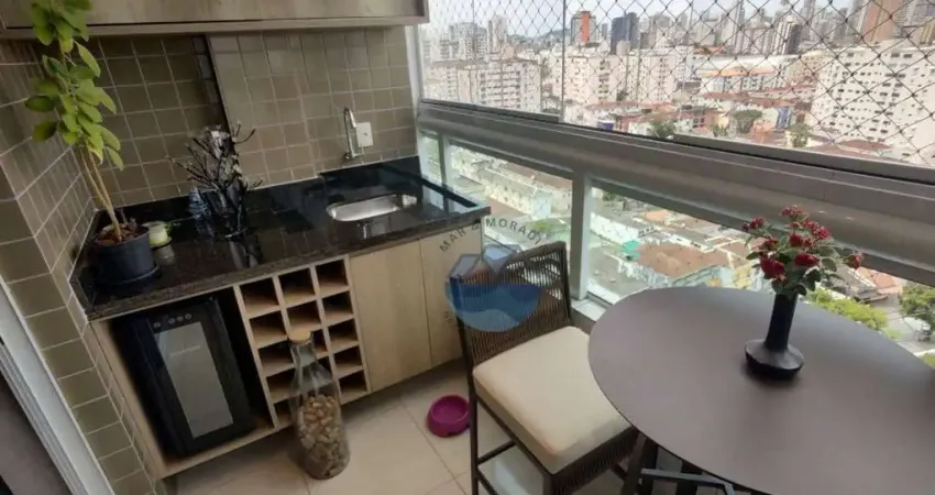 Belo apartamento Porteira Fechada com 2 quartos com 1 suíte com lazer completo e garagem demarcada no Campo Grande em Santos (SP) por R$.850.000,00 !