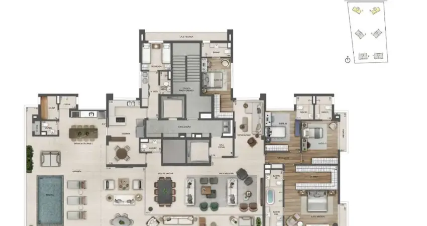 Espetacular: cobertura linear na barra da tijuca, oceana golf, 4 suítes, 386m, vista mar