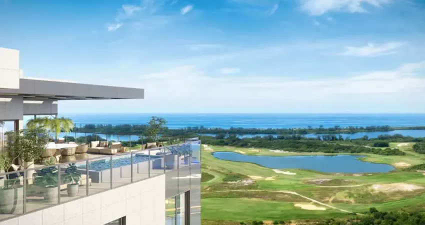 Oportunidade: cobertura linear de 4 suítes, na barra, atlântico golf, 290m², em frente ao golf e mar