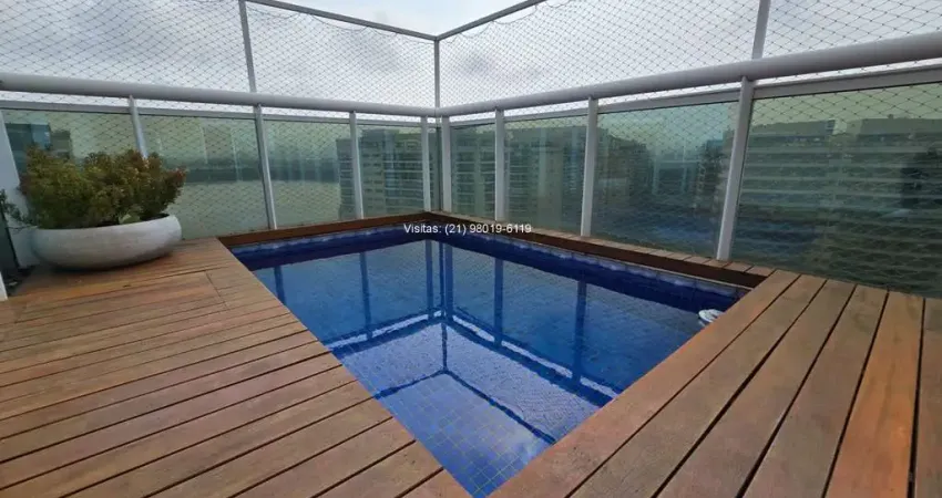 Cobertura na barra, península, quintas do bosque, 3 quartos + dce, 3 vagas, linda vista livre