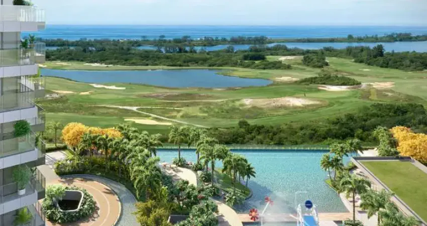 Oportunidade: cobertura linear de 4 suítes, na barra, atlântico golf, 376m², em frente ao golf e mar