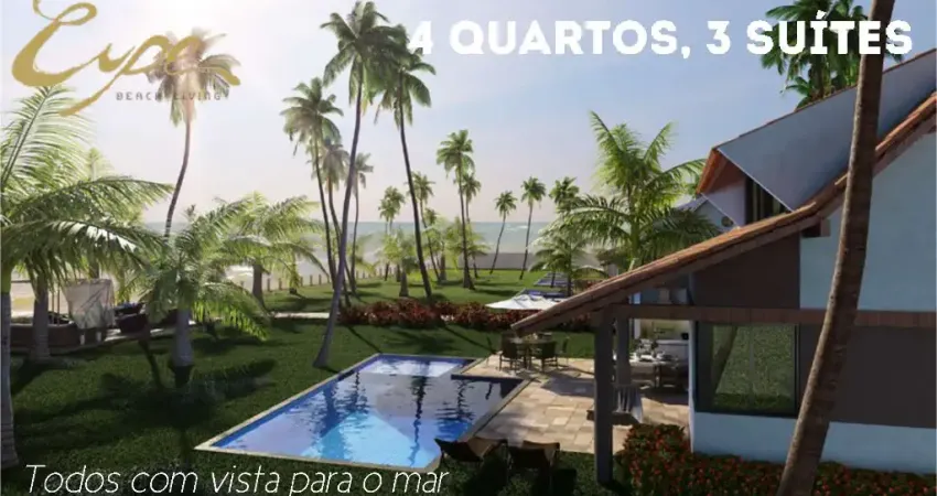 A casa , 217 m²,04qts, 03 suítes, pé na areia do cupe, 02 vagas