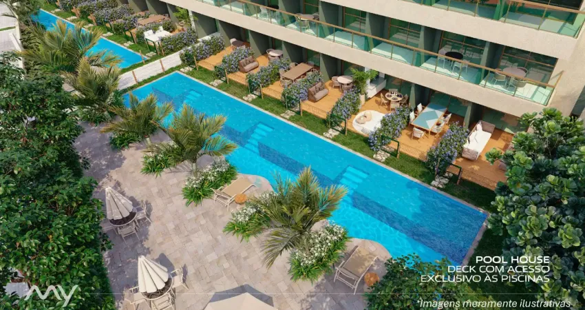 Apartamento com varanda, em muro alto, lazer com varias piscinas