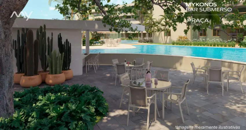 Apartamento com 02 quartos, 01 suíte, em praia de muro alto, com muito lazer