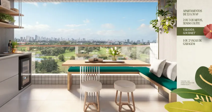 Apartamento, 02 quartos, uma suíte, com muito lazer e um verde espetacular na região