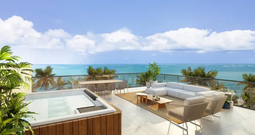 Apartamento, vista mar, rooftop, 04 quartos, 02 suítes, em praia dos carneiros