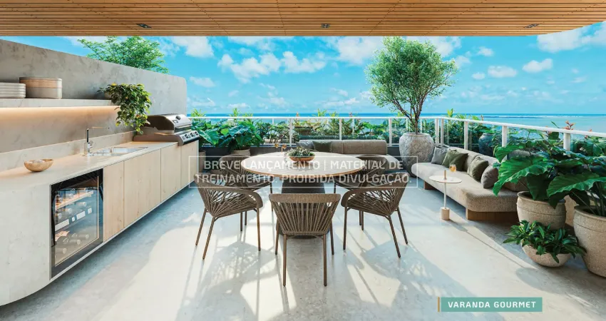 A flat oportunidade em carneiros a 30 metros da praia, com varanda gourmet