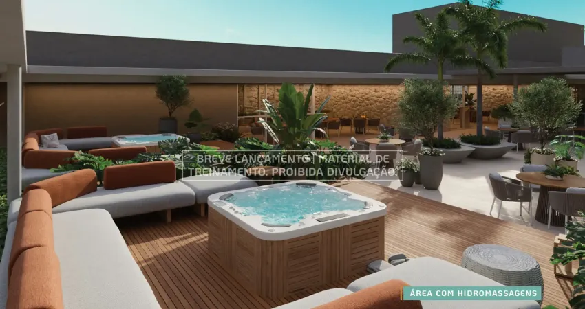 A flat com varanda gourmet, 30 metros do mar, localização privilegiada