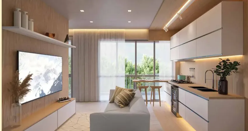 Apt studio, varanda gourmet, deck, bar molhado, churrasqueira, espaço gourmet