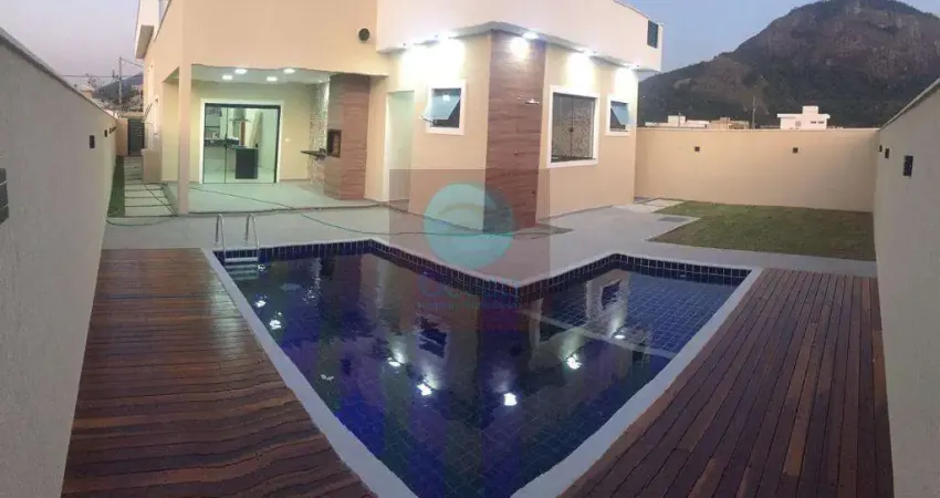 Ocean Vende:Maricá, Condomínio, Casa, Piscina, 3 quartos, varanda gurmet, Churrasqueira.