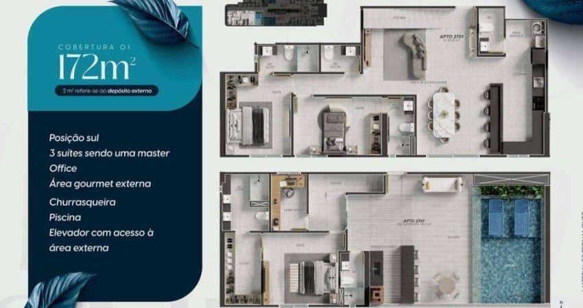 Apartamento Duplex com 3 dormitórios à venda, 172 m² por R$ 2.141.324,13 - Aeroclube - João Pessoa/PB