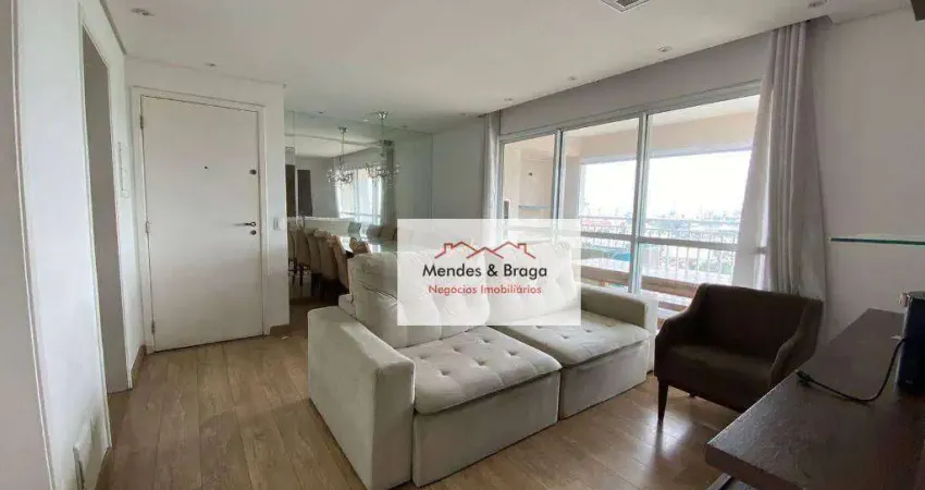 Apartamento com 3 dormitórios para alugar, 86 m² por R$ 5.022,46/mês - Vila Augusta - Guarulhos/SP