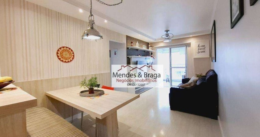 Apartamento com 3 dormitórios para alugar, 75 m² por R$ 4.485,90/mês - Vila Augusta - Guarulhos/SP