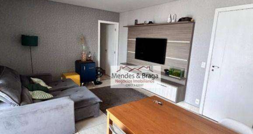 Apartamento com 2 dormitórios e 1 escritório   para alugar, 83 m² por R$ 5.519/mês - Centro - Guarulhos/SP