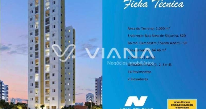 Apartamento com 2 Quartos à Venda no Bairro Campestre em Santo André.