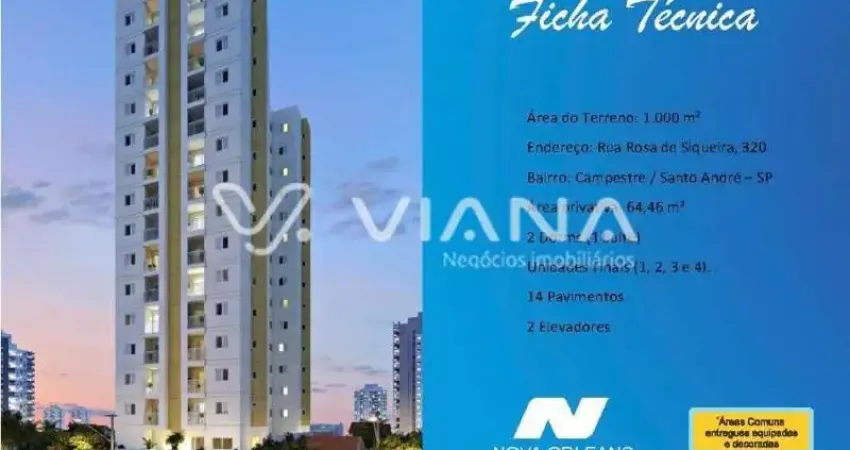 Apartamento com 2 Quartos no Bairro Campestre em Santo André.