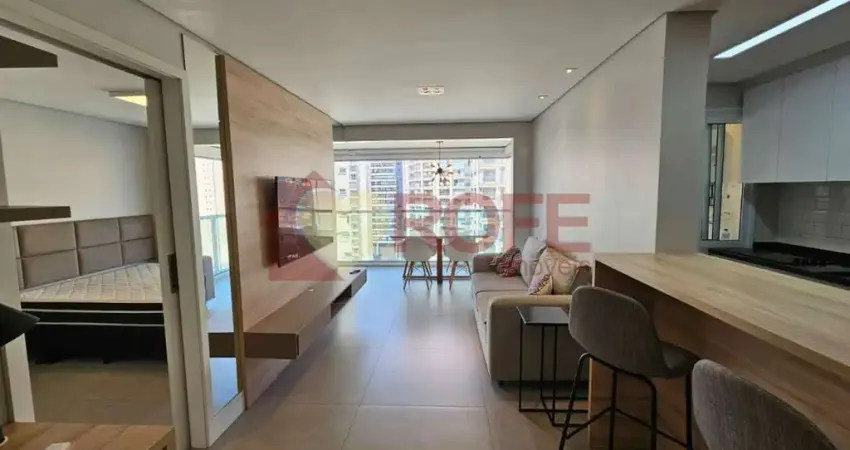 Apartamento à venda, 49m², mobiliado, cozinha americana, área de serviço, 1 vaga. brooklin novo.