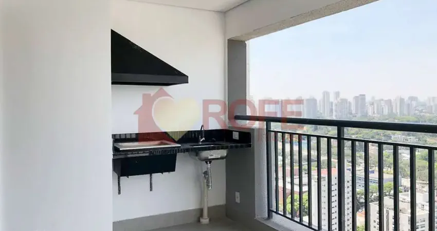 Apartamento de 50 m² com churrasqueira à carvão e vista limpa e eterna à venda no brooklin. 1 vaga.
