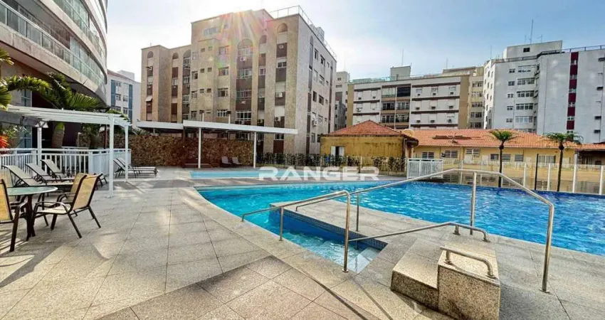 Apartamento com 1 dormitório, 1 vaga, prédio de frente para a praia  - Pompéia - Santos/SP