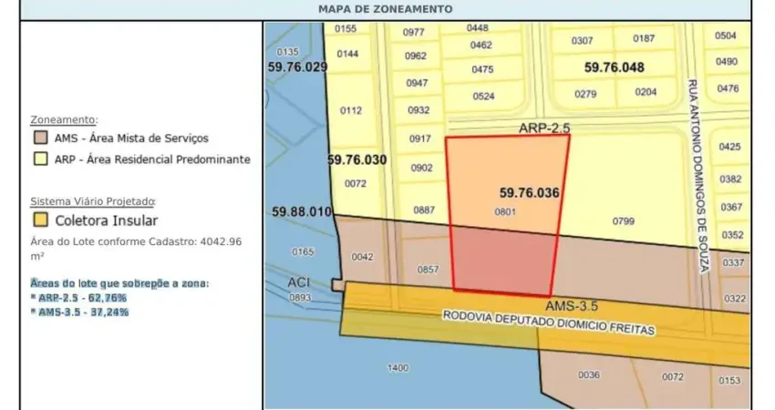 Terreno à venda na Avenida Deputado Diomício Freitas, 3378, Carianos, Florianópolis