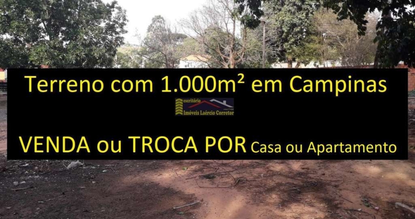 Terreno Venda em Campinas com 1.000m² de área Parque Aeroporto - R$ 430.000,00 Estuda Permutas