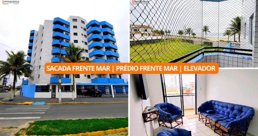 Apartamento com sacada vista mar | Prédio frente mar com elevador