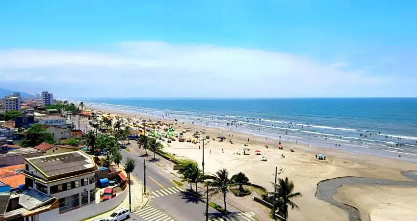 Apartamento com sacada vista mar | prédio com elevador | salão de festas