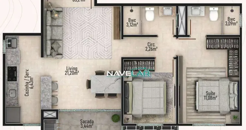 Apartamento com 2 dormitórios à venda, 63 m² por r$ 621.000 - centro - navegantes/sc