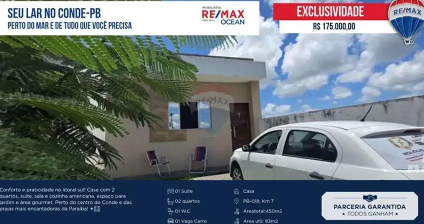 Casa à venda no conde-pb | localização privilegiada perto das praias e do centro