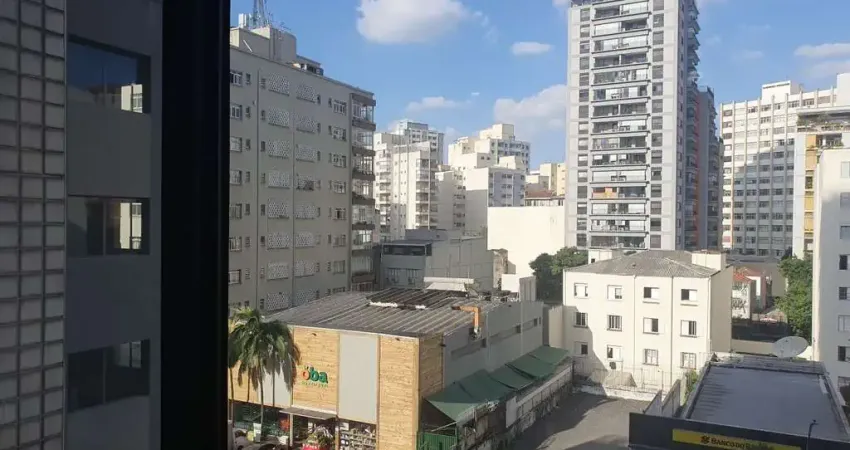 Cj. com. reformado, c/ 30m. au, 2 salas, banheiro, copa, 1 vaga. próx. shopping patio higienópolis.