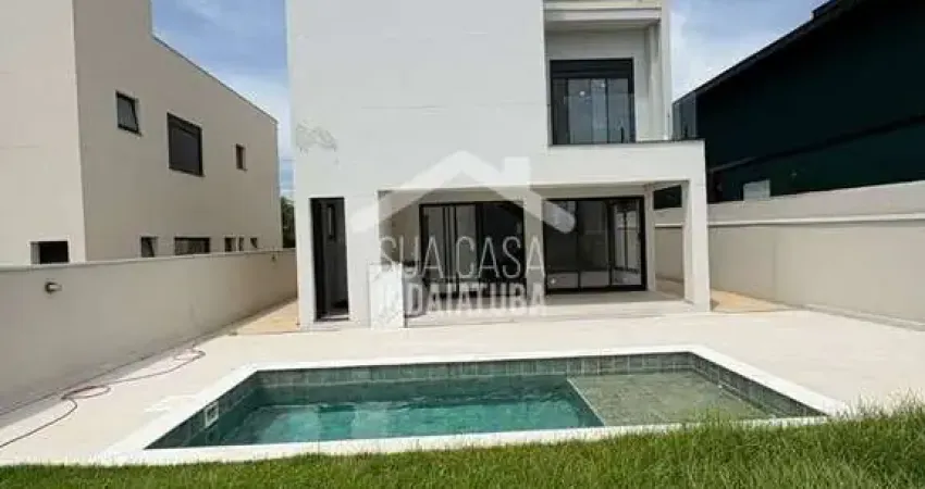 Sobrado novo com 3 suítes, escritório e piscina em condomínio fechado em indaiatuba