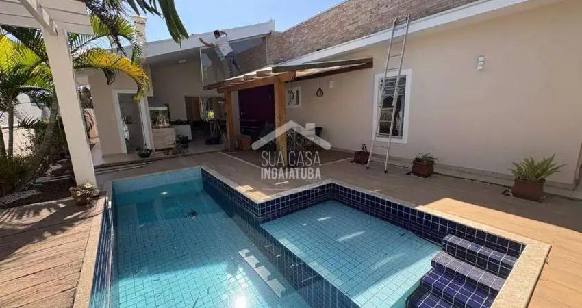 Casa terrea 4 quartos, escritório e piscina em condomínio de alto padrão em indaiatuba
