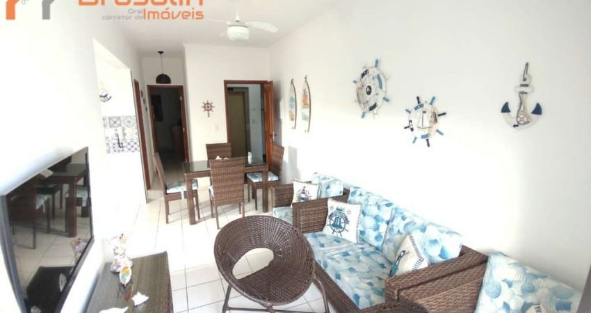 Apartamento 1 dormitório sacada com vista mar, mobiliado!!!