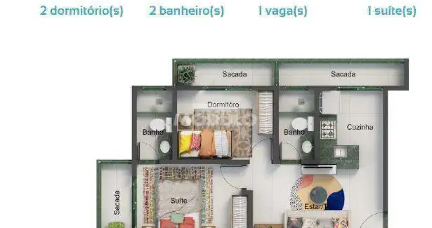 APARTAMENTO à venda, 2 quartos, 1 suíte, 1 vaga, Santa Mônica - Uberlândia/MG