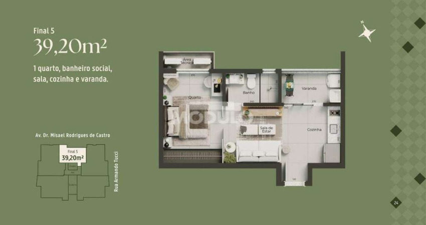 FLAT à venda, 1 quarto, 1 vaga, Santa Mônica - Uberlândia/MG